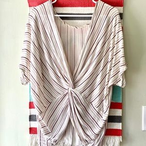 Final Touch striped red and white twist back top